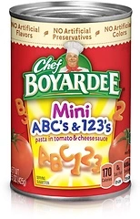 Chef Boyardee Mini ABC's and 123's Pasta, Canned Food, 15 Ounce (Pack of 12)