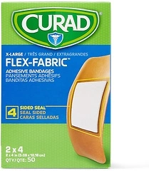 CURAD Flex-Fabric Adhesive Bandages, X-Large 2x4, 50 Count