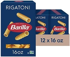 Barilla Rigatoni Pasta, 16 oz. Box, Non-GMO, Pack of 12