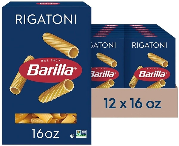 Barilla Rigatoni Pasta, 16 oz. Box, Non-GMO, Pack of 12