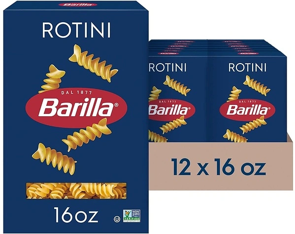 Barilla Rotini Pasta, 16 oz. Box, Non-GMO, Made with Durum Wheat, Pack of 12