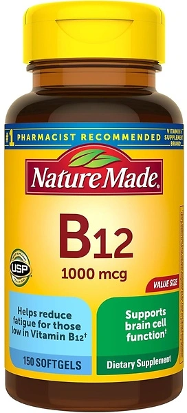 Nature Made Vitamin B12 1000 mcg, Dietary Supplement, 150 Softgels, 150 Day Supply