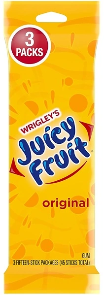 JUICY FRUIT Gum, Original Chewing Gum, Individually Wrapped, 45 Count, 3 Packs