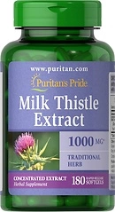 Puritan's Pride Milk Thistle 4:1 Extract 1000 Mg (Silymarin) Softgels, for Liver Support,180 Count