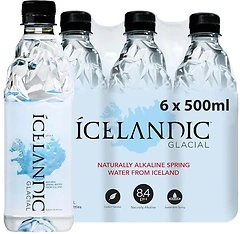 Icelandic Glacial Natural Spring Alkaline Water, 500 ml / 16.9 Fl Oz (Pack of 6)