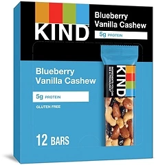 KIND Bars, Blueberry Vanilla Cashew, Healthy Snacks, Gluten Free, 5g Protein, 12 Count