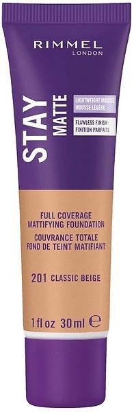 Rimmel London Stay Matte Liquid Mousse Foundation, 201 Classic Beige, 1oz