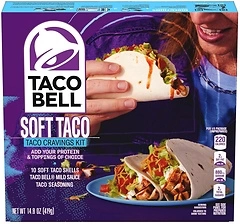 Taco Bell Soft Taco Cravings Kit, 10 Soft Tortillas, Mild Sauce & Seasoning, 14.6 oz