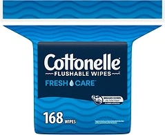 Cottonelle Fresh Care Flushable Wet Wipes, Adult, 168 Wipes, 1 Refill Pack