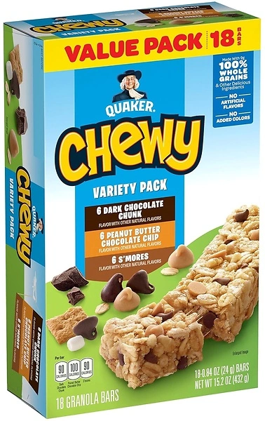 Quaker Chewy Granola Bars, Variety Pack, 18 Count