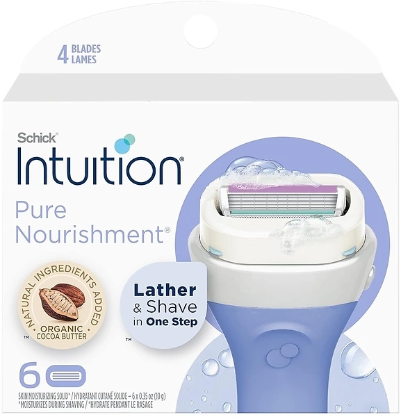 Schick Intuition Pure Nourishment Razor Blades Refill, 6 Count