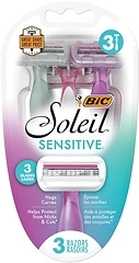 BIC Soleil Sensitive Women's Disposable Razors, 3 Blades With Moisture Strip For a Silky Smooth Shave, 3 Piece Razor Set