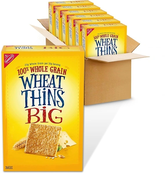 Wheat Thins BIG Whole Grain Wheat Crackers, 6 - 8 oz Boxes