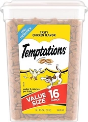 TEMPTATIONS Classic Crunchy and Soft Cat Treats Tasty Chicken Flavor, 16 Ounce