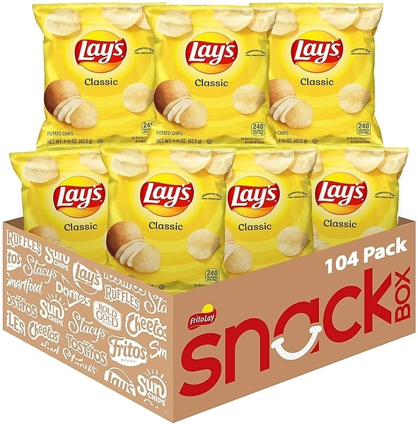 Lay's Potato Chips, Classic, 1 Ounce (Pack of 104)