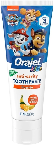 Orajel Kids Paw Patrol Anti-Cavity Fluoride Toothpaste, Fruity Bubble Flavor, 4.2oz