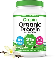 Orgain Organic Vegan Protein Powder, Vanilla Bean, 21g Protein, 6g Fiber