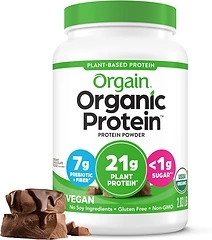 Orgain Organic Vegan Protein Powder, Creamy Chocolate Fudge, 21g Protein, 2.03 lb