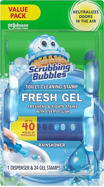 Scrubbing Bubbles Toilet Gel Stamps, Fresh Gel, Rainshower Scent, 24 Stamps
