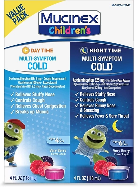 Mucinex Children's Day & Night Combo Pack, Cold & Cough Medicine, 2 x 4 Fl Oz
