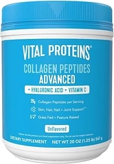 Vital Proteins Collagen Peptides Powder with Hyaluronic Acid and Vitamin C, Unflavored, 20 oz