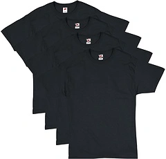 Hanes Mens Essentials Short Sleeve T-shirt Value Pack, 4-Pack, Black, Medium