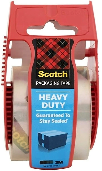 Scotch Heavy Duty Shipping Clear Tape, 1.88" x 22.2 Yard, Red Dispenser