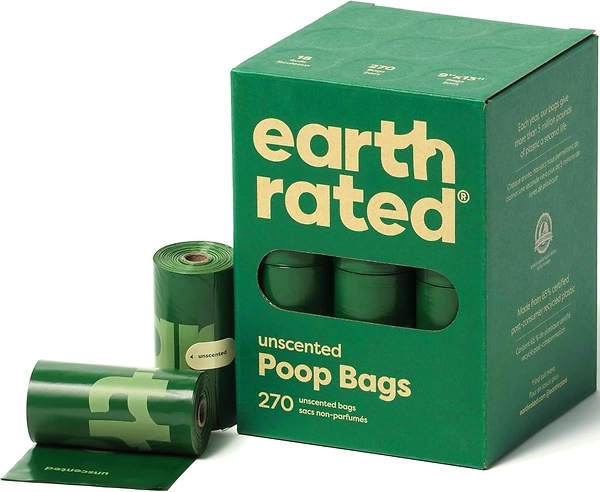 Earth Rated Dog Poop Bags, Leak Proof Waste Bag Refill Rolls, Unscented, 270 Count