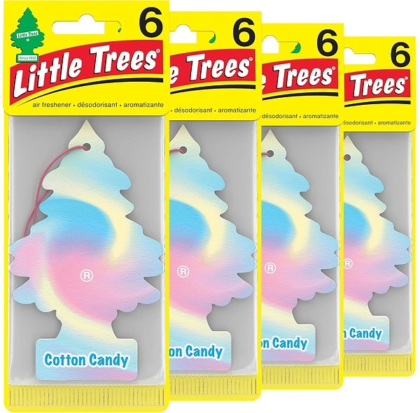 LITTLE TREES Car Air Fresheners, Cotton Candy, 24 Count, Long Lasting Scent
