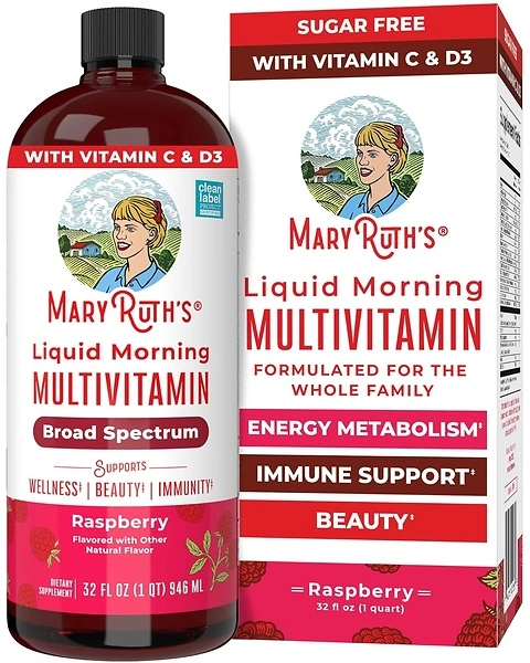 MaryRuth Organics Liquid Morning Multivitamin for Women, Men & Kids, 32 Servings