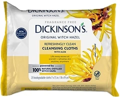 Dickinson's Original Refreshingly Clean Daily Cleansing Cloths, Witch Hazel and Aloe, 25 Count
