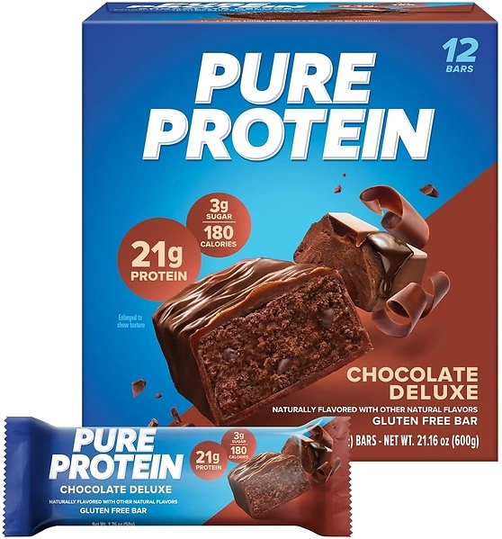 Pure Protein Bars, Chocolate Deluxe, High Protein, Low Sugar, 12 Count