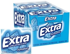 Extra Gum Peppermint Chewing Gum, 15 Pieces (Pack of 10)