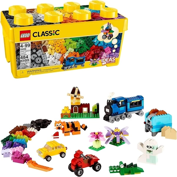 LEGO Classic Medium Creative Brick Box 10696 Building Set - Includes Train, Car, Tiger - Ages 4+