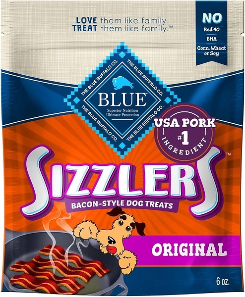 Blue Buffalo Sizzlers Soft Dog Treats, Bacon-Style w/ Real USA Pork, 6-oz. Bag