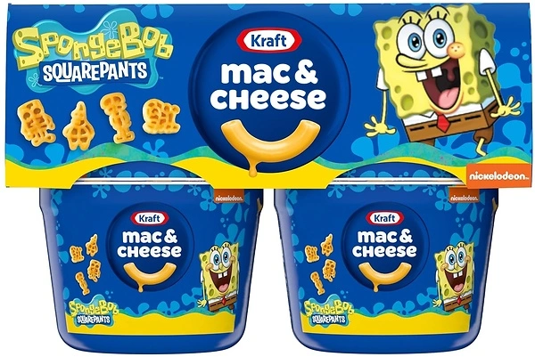 Kraft Mac & Cheese Cups, Microwavable Dinner SpongeBob SquarePants, 4 ct, 1.9 oz