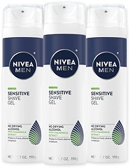 NIVEA MEN Sensitive Shave Gel, Vitamin E, Chamomile, Witch Hazel, No Alcohol, 3 Pack, 7 Oz