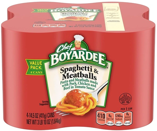 Chef Boyardee Spaghetti and Meatballs, 14.5 Oz Cans, Pack of 4