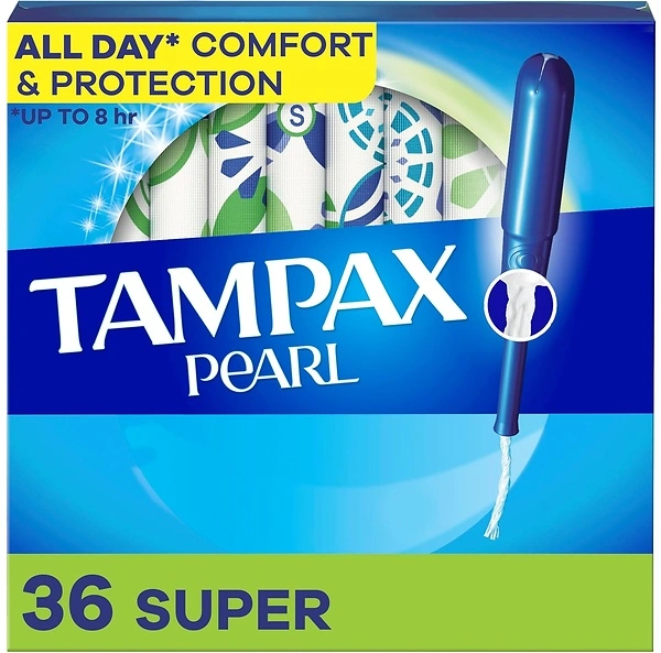 Tampax Pearl Tampons for Women, LeakGuard Braid, Super Absorbency, 36 Count