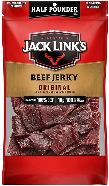 Jack Link's Beef Jerky, Original, 1/2 Pounder Bag, 10g Protein, 80 Calories, 8oz