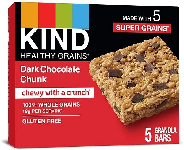 KIND HEALTHY GRAINS Dark Chocolate Chunk Bars, Gluten Free Bars, 1.2 OZ Bars (40 Count)