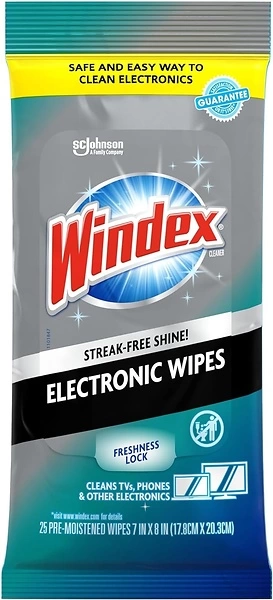 Windex Electronic Cleaning Wipes, Pre-Moistened, TVs, Phones, Electronics, 25 Count