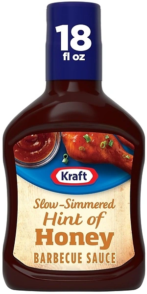 Kraft Hint of Honey Slow-Simmered Barbecue BBQ Sauce, 18 oz Bottle