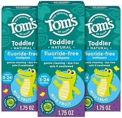 Tom's of Maine Fluoride-Free Toddler Training Toothpaste, Mild Fruit, 1.75 oz, 3-Pack
