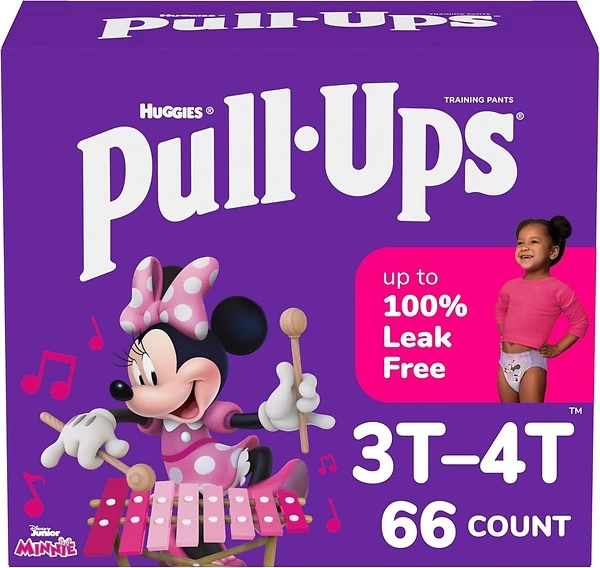 Pull-Ups Girls' Potty Training Pants, Size 3T-4T Training Underwear (32-40 lbs), 66 Count