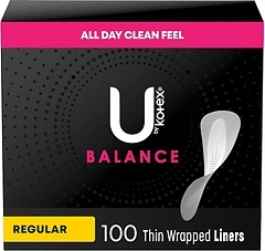 U by Kotex Balance Daily Panty Liners, Light Absorbency, 100 Count