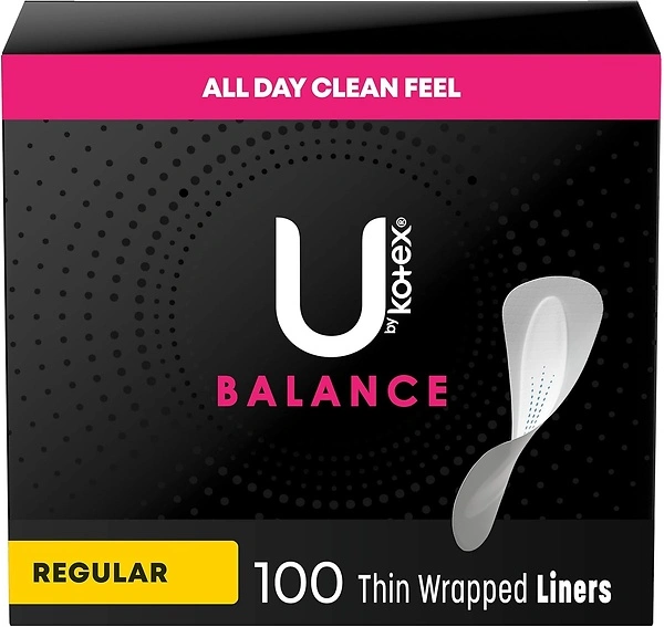 U by Kotex Balance Daily Panty Liners, Light Absorbency, 100 Count