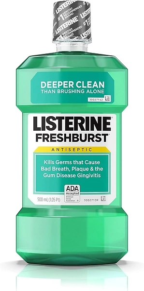 Listerine Freshburst Antiseptic Mouthwash with Germ-Killing Oral Care Formula to Fight Bad Breath, Plaque and Gingivitis, 500 mL