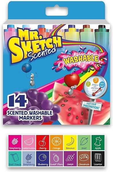 Mr. Sketch Scented Markers, Chisel Point, Assorted, Pack Of 14
