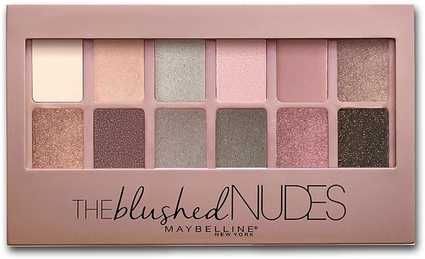 Maybelline The Blushed Nudes Eyeshadow Palette Makeup, 12 Pigmented Matte & Shimmer Shades, Blendable Powder